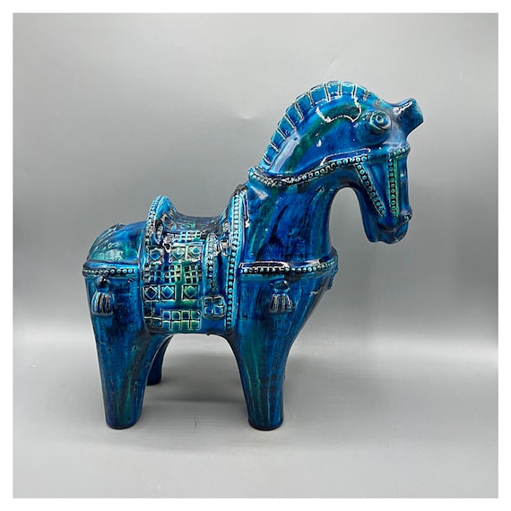 BITOSSI ALDO LONDI Horse 31 cm ceramic Rimini Blu Italy ca.70s