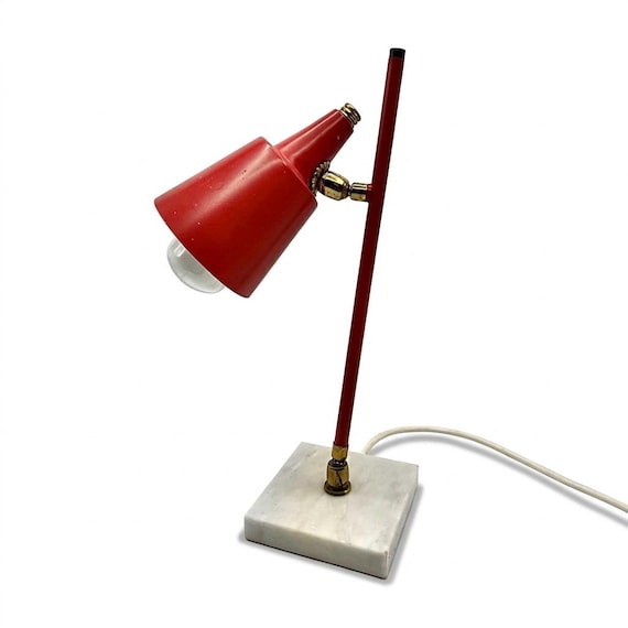 STILUX MILANO attr. LAMP Design Style Red Marble Adjustable Ostuni Lelli Stilnovo Oluce Arredoluce Arteluce Lumi Green Mid Century 50s