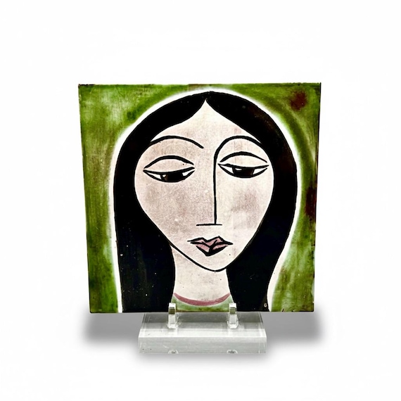 Rostro en Teja Cerámica por JACQUES POUSSINE Francia ca.50s