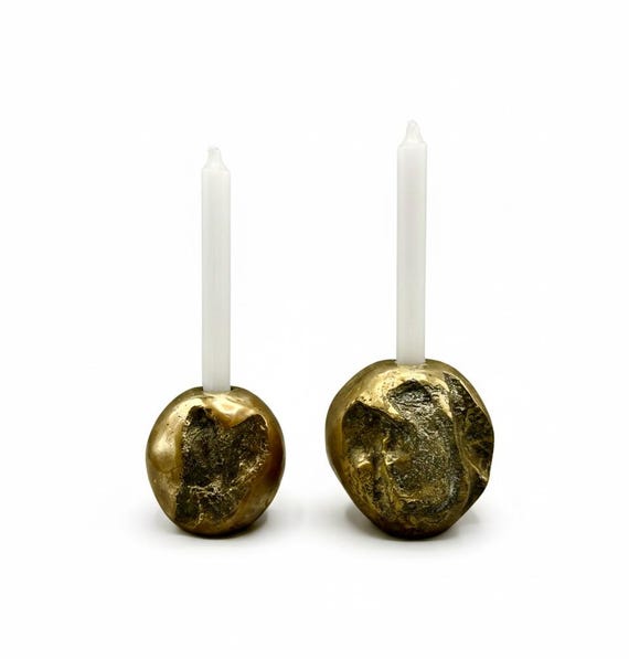 Candelabros en bronce de estilo brutalista por DAVID MARSHALL