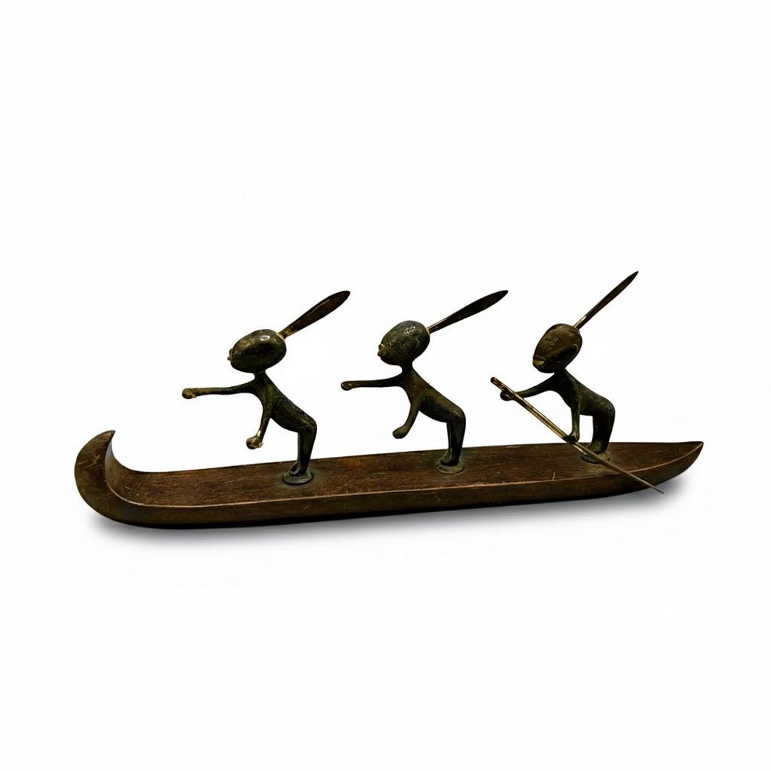 KARL WEILER Style HAGENAUER Figure Canoe Padler Native African