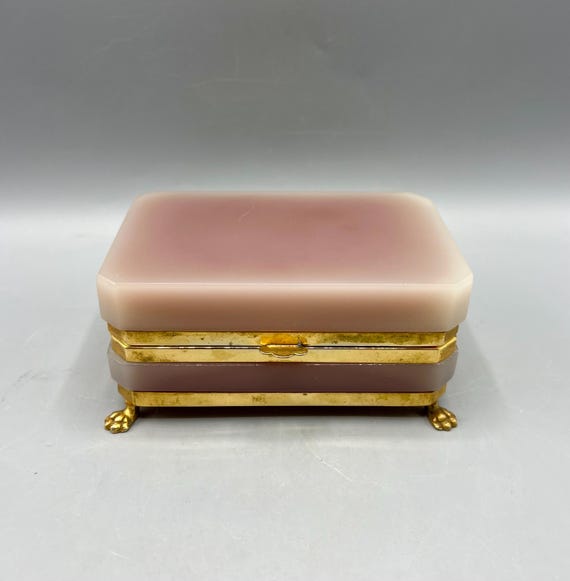Joyero de Murano Opalina Rosa por FRATELLI FERRO ca. 50's