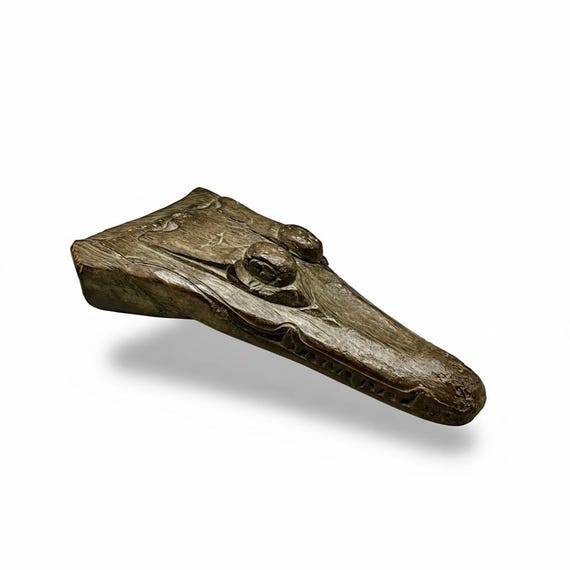 Escultura cabeza de Cocodrilo talla madera para Proa Canoa - Nueva Guinea Papua