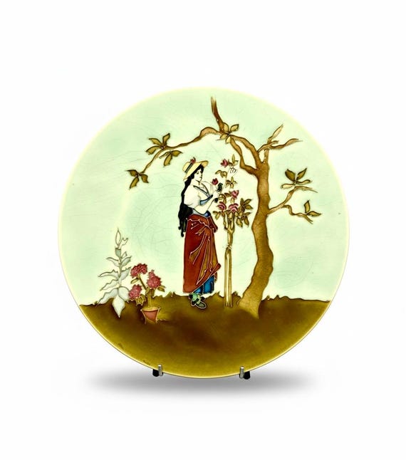 Plato Pared Decorativo tipo Cloisonné - Longchamp S.XIX