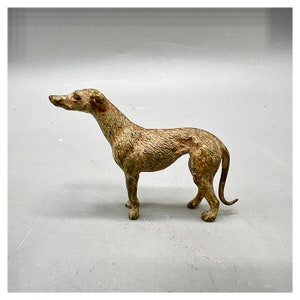 Miniature Greyhound Dog style GESCHÜTZT BERGMAN Bronze Vienna antique sculpture painted cold Austria