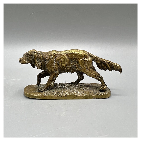 Escultura miniatura en bronce de un perro Setter por PIERRE-JULES MÊNE