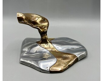 DAVID MARSHALL Paperweight BRUTALIST Style Design Bronze Hollywood