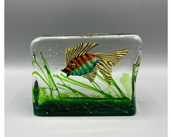 新品 海と熱帯魚 ヴィンテージ ステンドグラス 箱付き フィッシュ