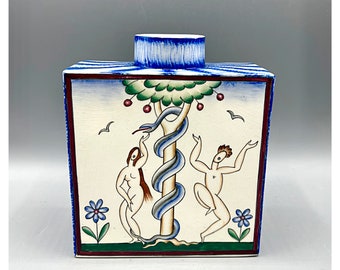 GIO PONTI Vase Ceramic Richard GINORI San Cristoforo Milano Adam and Eve Laveno Museum MIDeC Exclusive bottle 1930s Collection