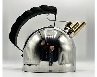 ALESSI Kettel 9091 Kettle design 80s RICHARD SAPPER Italian chrome stainless steel 10/18