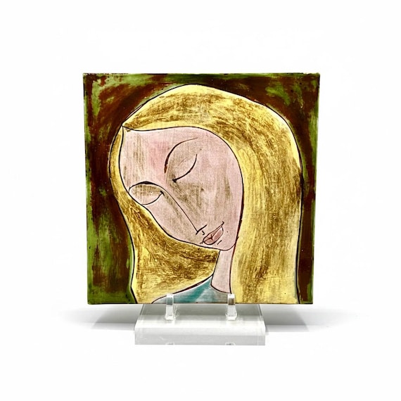 Rostro en Teja Cerámica por JACQUES POUSSINE Francia ca.50s