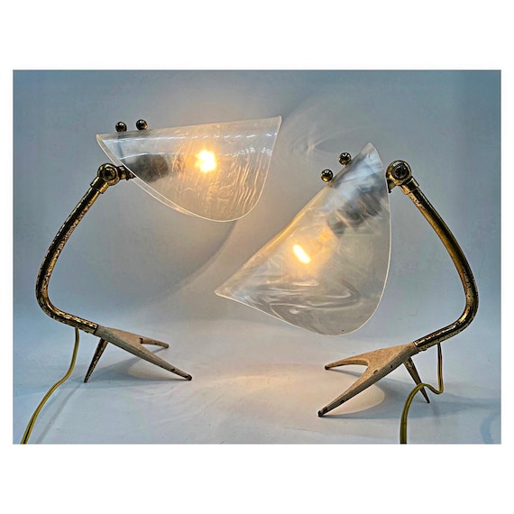 STILNOVO Pair of Nacre Cocotte style lamps Louis Kalff J.T Kalmar ca. 50s