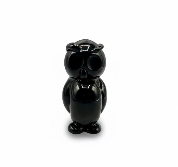 Figura Búho Murano Negro por ARCHIMEDE SEGUSO ca. 60's