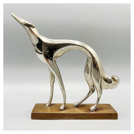 KARL HAGENAUER Style Sculpture Greyhound Dog Metal Chromed Bronze Animal Vienna Austria Rare Art Deco model