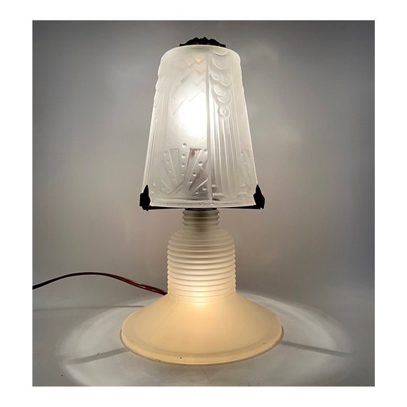 MULLER FRERES LUNEVILLE 40s Art Deco Lamp Antique Acid Glass Era Daum Verlys Hanots Schneider Degué Hettier Vincent France