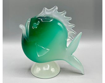 ARCHIMEDE SEGUSO FISH Murano Vert Figure Murano Verre Vetri d&#39;Arte Design Puffer Fish Dorade Rare Exclusif Italie Années 60