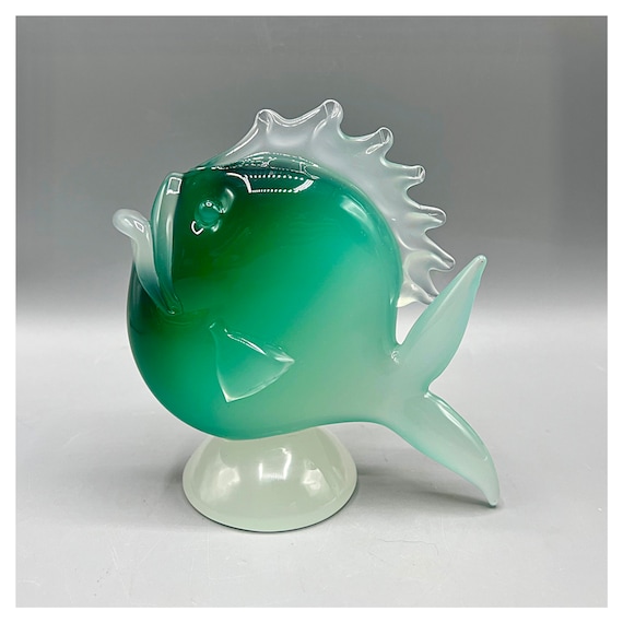 Figura pez en cristal de Murano verde por ARCHIMEDE SEGUSO Vetri d'Arte