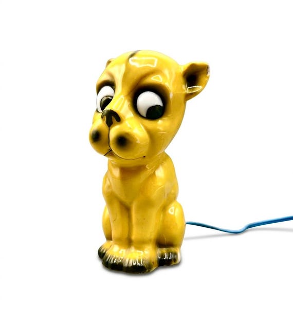 PORCELAIN DOG Lamp Charming Perfume Scented Porcelain Figurine, Yellow Puppy