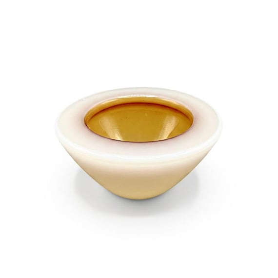 ARCHIMEDE SEGUSO attributed Murano Glass Ashtray Alabaster White Orange Opaline type vintage Bowl Italy 60s