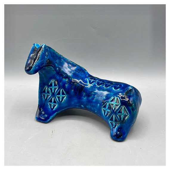 Caballo BITOSSI Aldo Londi Figura animal cerámica Rimini Blu Italia ca.70s