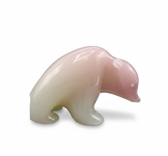 ARCHIMEDE SEGUSO Figura OSO en Murano Rosa Opalina Alabastro 60's