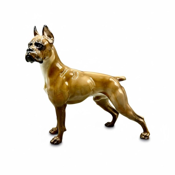 THEODOR KARNER ROSENTHAL Boxer Collection Figurine Dog Porcelain Germany Kärner Classic Rose