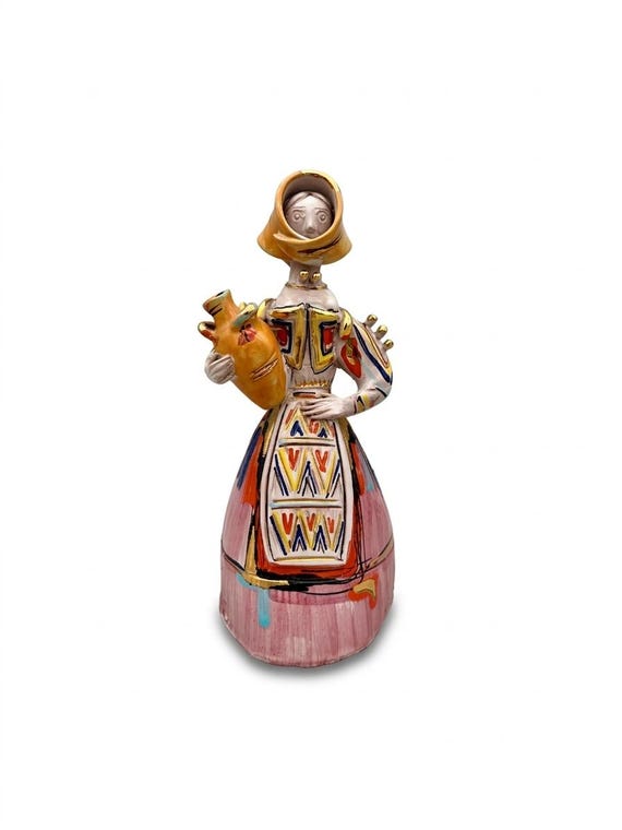 GIUSEPPE SILECCHIA - Figura mujer cerámica Donna Sarda 60's - Sassari