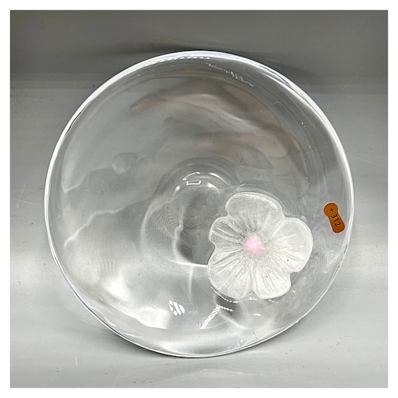 DAUM ASHTRAY Pate Verre FRANCE Flower embedded crystal paste Daisy design Empty Pockets Vide poche bowl
