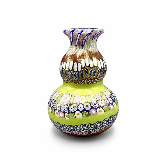 Jarrón de cristal Murano MILLEFIORI la MURRINA con incrustaciones de aventurina o polvo de oro