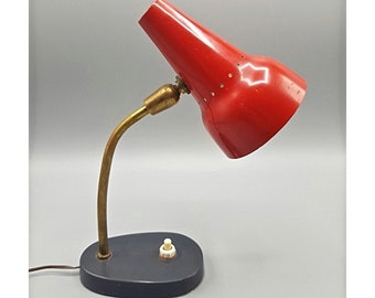 METALARTE style Jacques BINY MATHIEU Small red design lamp ca.50s