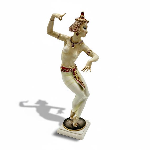 CARL WERNER HUTSCHENREUTHER Art Deco porcelain figurine Balinese Dancer woman lady ancient dance