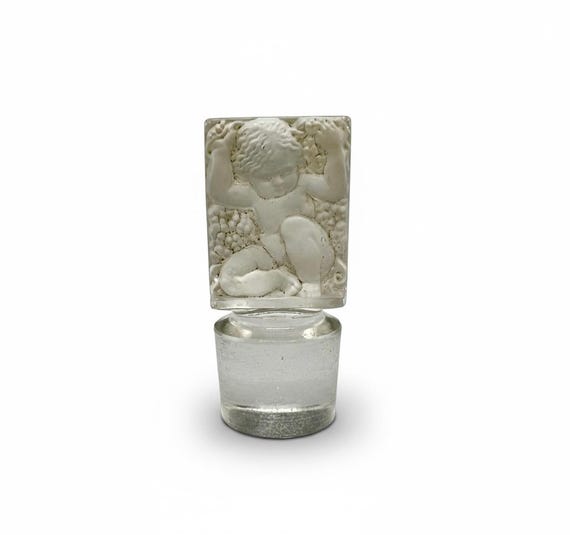 RENE LALIQUE ENFANTS Stopper Decanter Enfants model 3418 or 1188 Art Deco Perfume Bottle Bouchon Flacon Antique Cherub Crystal Cologne