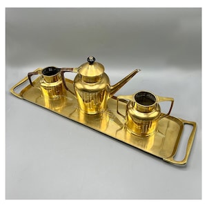 WMF Tea Coffee Set in gilt brass Modernist Art nouveau Wurttembergische Metallwaren Fabrik ca.1900