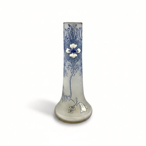 LEGRAS François-Theodore Crystal Vase PURPLE FRENCH Miniature Small Modernist Cameo Floral Art Nouveau LaMartine Daum 30s