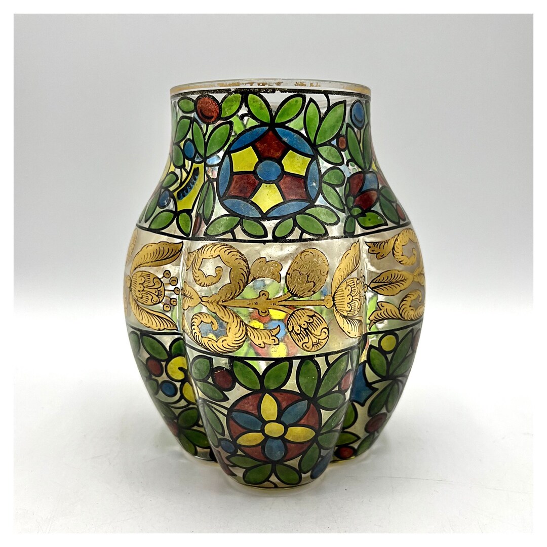 JULIUS MÜHLHAUS Co. HAIDA Hermann Pautsch Vase Antique Glass Bohemian