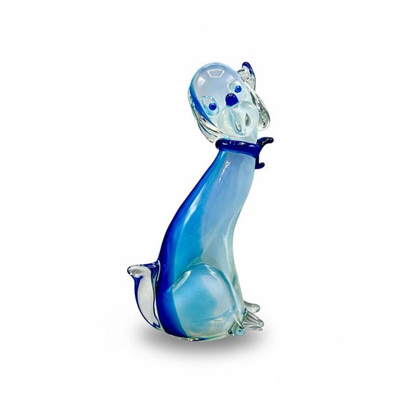 Perro Farfallino Murano Azul Opalescente Perlado Vetri d'Arte 60's