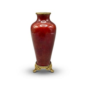 SÈVRES Jarrón Miniatura granate atribuído a PAUL MILLET Antiguo Latón Francia ca.50s