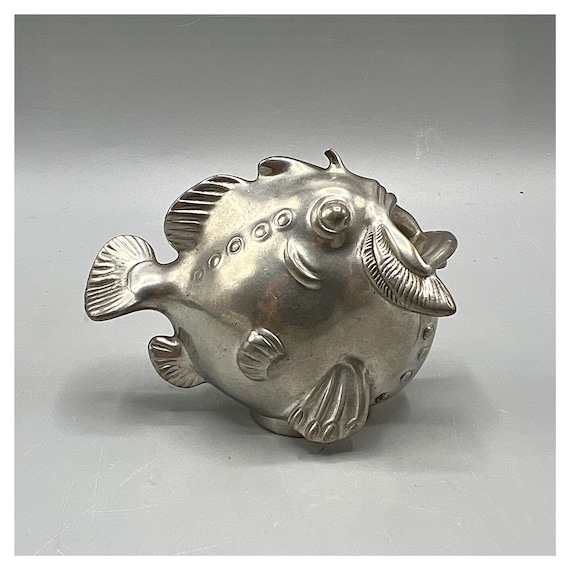 JUST ANDERSEN Figure Grotesque Fish Design Iron Pewter Art Deco style Vintage Denmark ca.50s