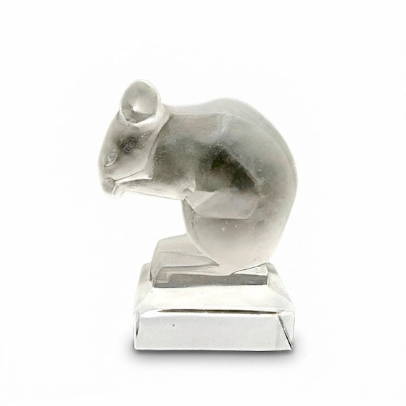 Rare SOURIS SABINO France MOUSE car mascot emblem Antique Art Nouveau glass