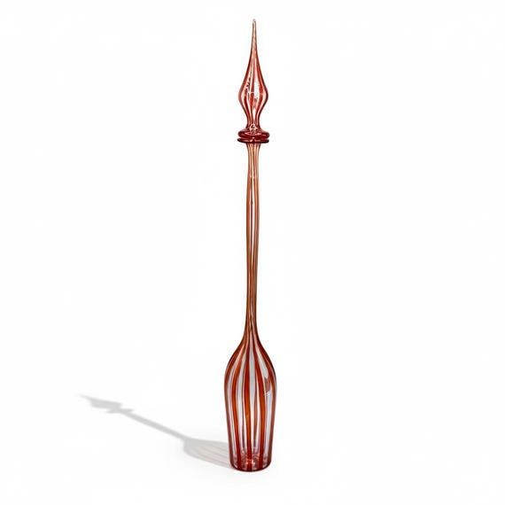 Large MURANO DECANTER Filigree style A CANNE vintage Decoration Italy Fratelli Toso Barbini Venini fulvio bianconi 60s