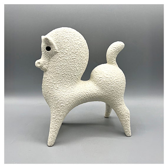 ROBERTO RIGON Stone-like Ceramic Horse Grainy Cream White Italy ca.80s Rare Italy Collection