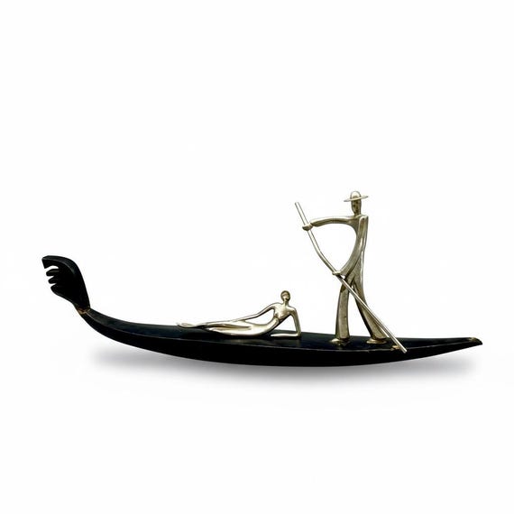 Gondolero en bronce y madera al estilo de KARL HAGENAUER