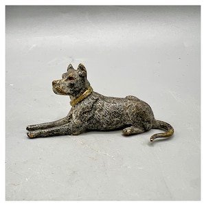 GESCHÜTZT Miniature BERGMAN DOG Great Dane Bronze Wien Vienna antique sculpture painted cold Austria