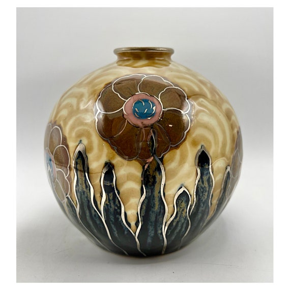 CAMILLE THARAUD Vase Art Deco LIMOGES Porcelain Rare Antique Floral