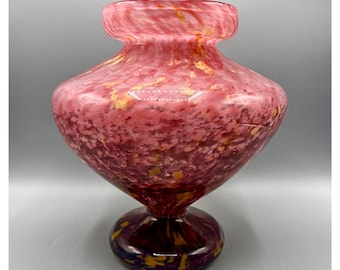 CHARLES SCHNEIDER Large Marbled Jade Type Art Deco Glass Vase Le Verre Français ca. 1930s