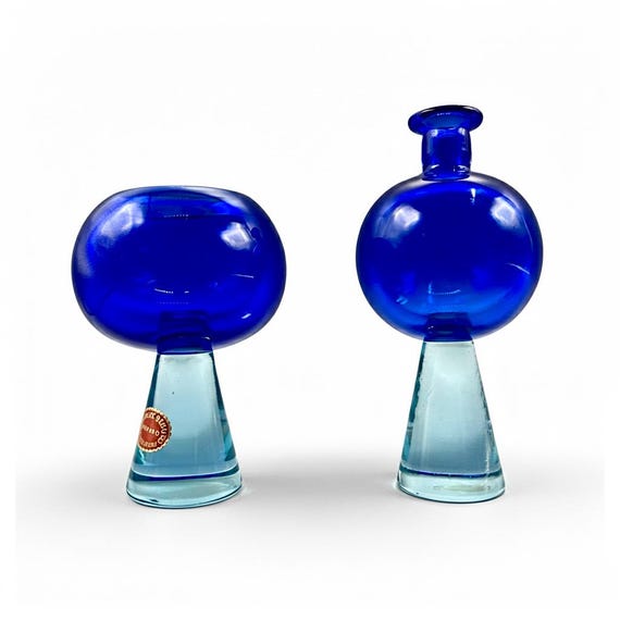 ARCHIMEDE SEGUSO Couple Chandeliers Murano Glass Vintage Blue Decor Vase Rare Italy 60s