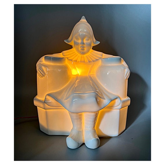 ARMAND GODARD Lamp Perfume Essence LIMOGES Burner Oil Sculpture Rare Porcelain Harlequin Art Deco Paris