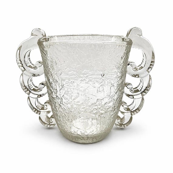 PIERRE D'AVESN DAUM Antique Vase Clear Glass Art Deco France Lorraine