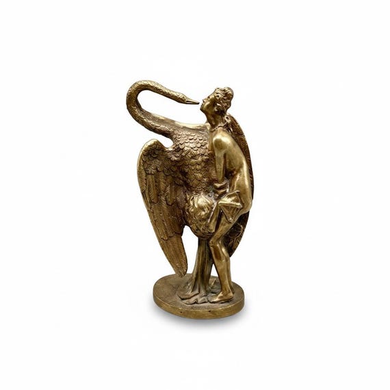 Escultura mitológica griega LEDA y el CISNE en bronce ejemplar catalogado por Sex Museum Amsterdam