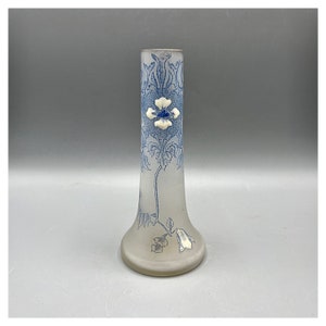 LEGRAS François-Theodore Crystal Vase PURPLE FRENCH Miniature Small Modernist Cameo Floral Art Nouveau LaMartine Daum 30s